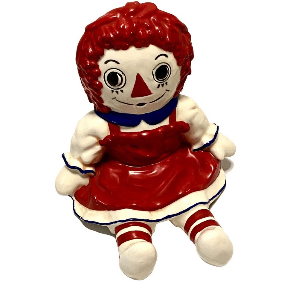 Vintage Ceramic 7x7 In Sitting Raggedy Ann 1970 The Bobbs Merrill Co SEE PHOTOS
